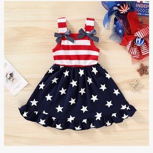 Toddler 2T-3T Baby Girls Stars and Stripes Bow-Knot Dress Independent's Day